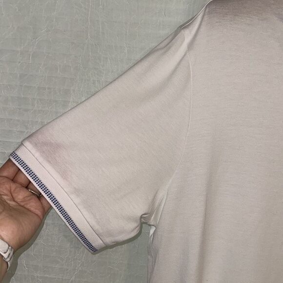 Ted Baker 6/XL White Blue Short Sleeve Cotton Blend Lightweight Polo - Picture 11 of 15